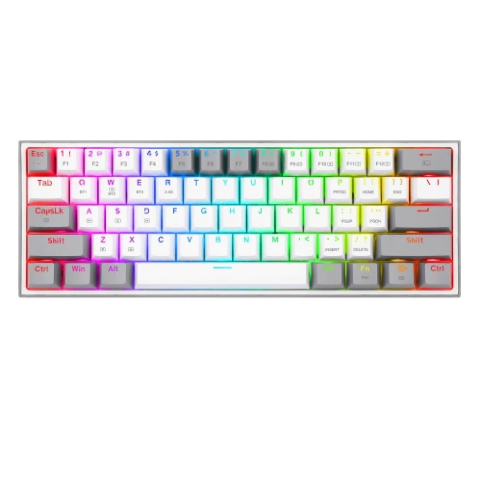 Redragon - FIZZ PRO Teclado Mecanico Gaming Inalámbrico RGB Blanco/Gris