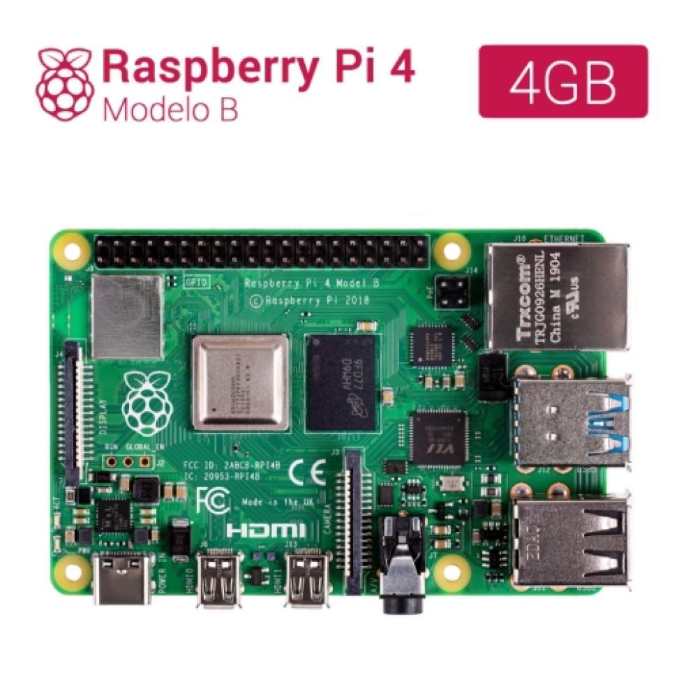 Raspberry Pi 4 modelo B - Broadcom BCM2711 Quad core Cortex-A72 - 4GB - Wifi - Bluetooth - Gigabit Ethernet - 2 x USB 3.0 - 2 x 