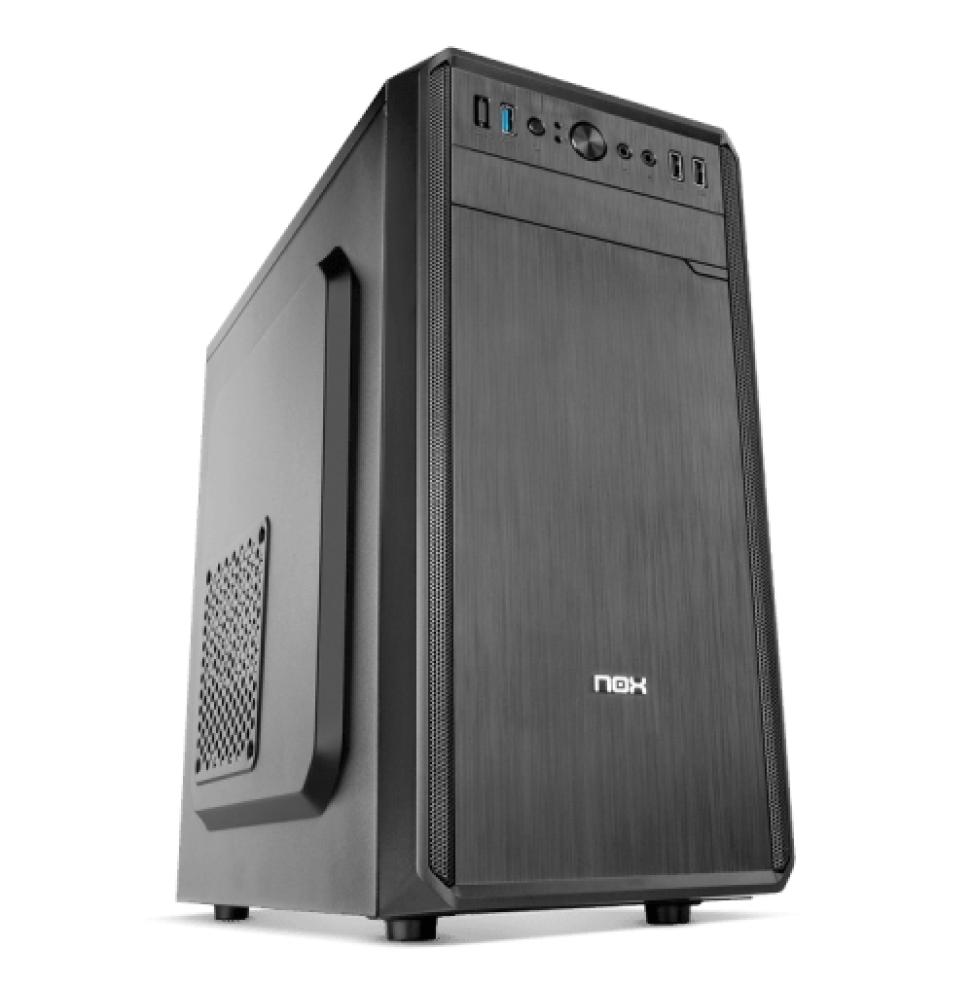 Nox LITE030 - Caja microATX - 1 x USB 3.0 - 2 x USB 2.0 - HD Audio - Fuente 500W - 330x170x350 - Frontal acabado cepillado - Neg