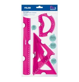 MILAN KIT DE 4 REGLAS FLEX&RESISTANT ROSA TRANSLUCIDO