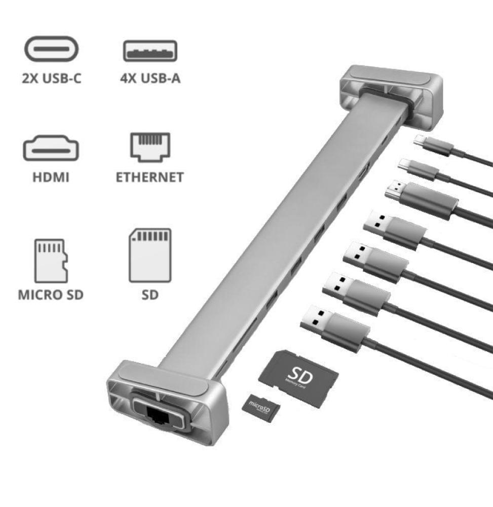 Docking USB Tipo-C Trust Dalyx 23417/ 6xUSB/ 1xHDMI/ 1xRJ45/ 1xUSB Tipo-C/ 1xUSB Tipo-C PD/ 1xLector Tarjetas SD/ Gris