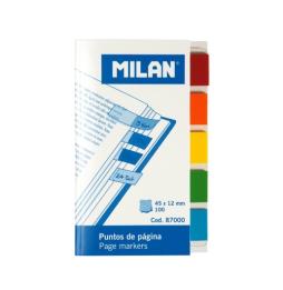 MILAN MARCADORES DE PÁGINA 100 PUNTOS 45X12MM 5 COLORES TRANSPARENTES