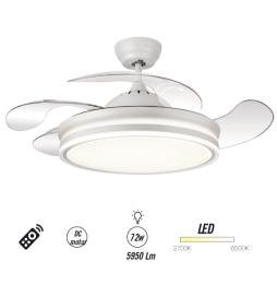 Ventilador Calima S - Techo - 900 mm - Mando a distancia - 6 velocidades - Motor DC - Luz LED integrada - Acabado en blanco