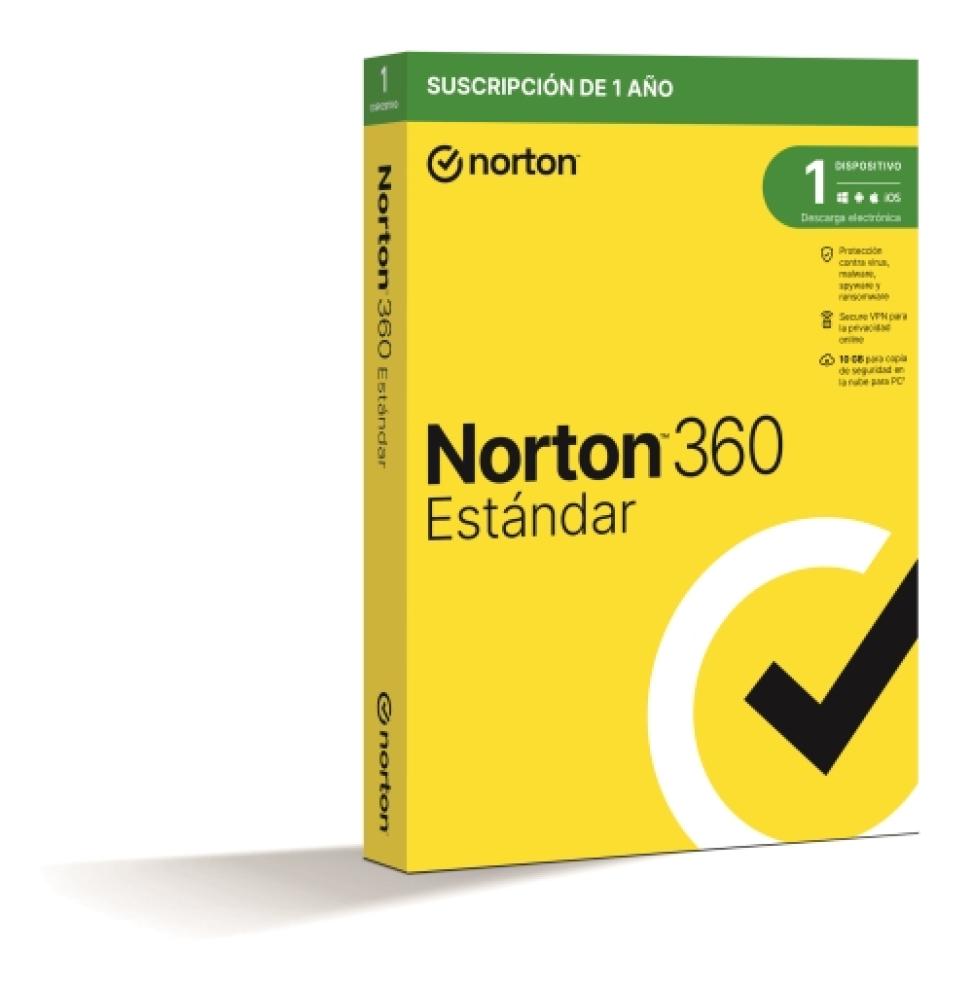 Norton 360 Standard - Antivirus - 10GB almacenamiento - 1 usuario - 1 dispositivo - 12 meses - Caja