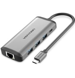 Docking USB Tipo-C Vention CNDHB/ 1xHDMI/ 3xUSB/ 1xUSB Tipo-C PD/ 1xRJ45/ 1xLector tarjetas/ Gris