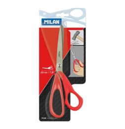 MILAN TIJERAS OFICINA BASIC 20CM MANGO DE PLÁSTICO BLISTER ROJO