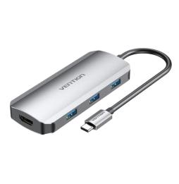 Docking USB Tipo-C Vention TODHB/ 1xHDMI/ 3xUSB/ 1xUSB Tipo-C PD/ Gris