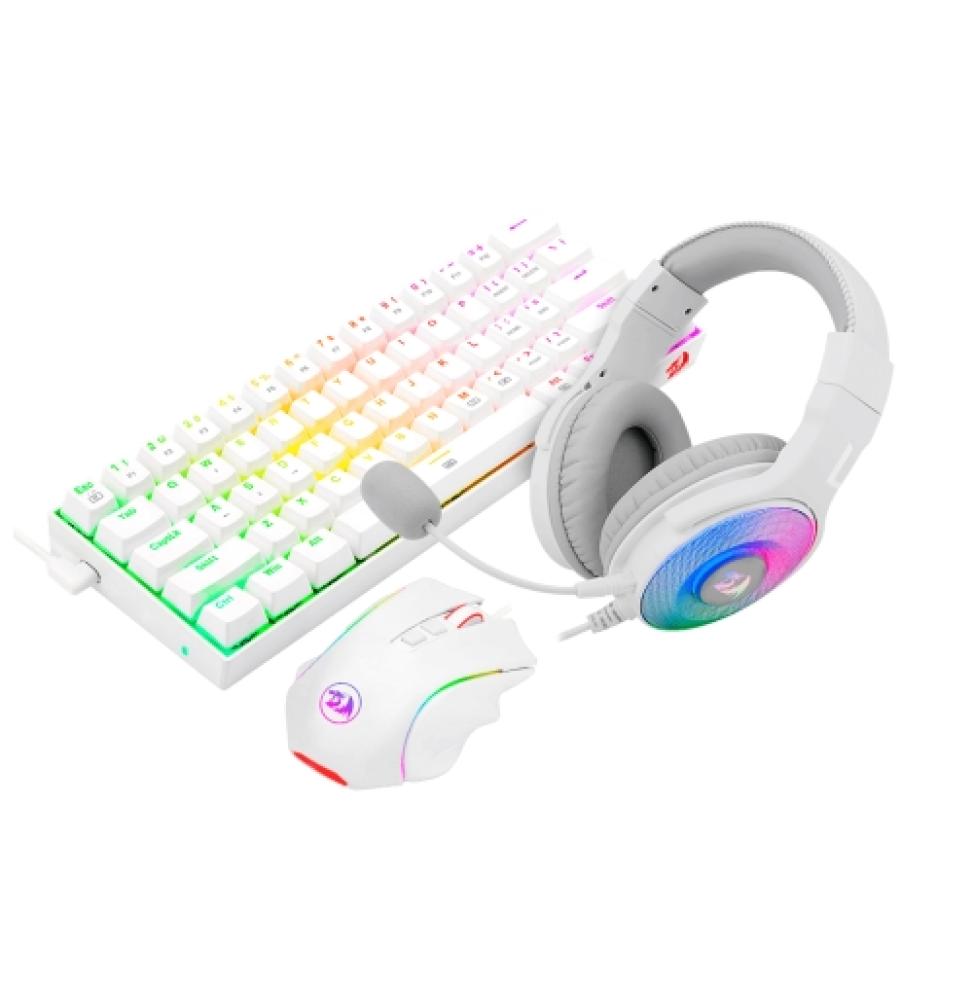 Redragon - Combo Teclado+Ratón+Auricular K630RGBW+M607W+H350RGB-1-W Blanco Español