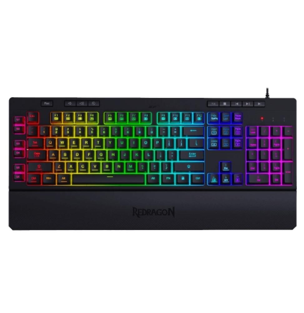 Redragon - SHIVA Teclado Gaming Membrana RBG Reposamuñecas Español España Negro