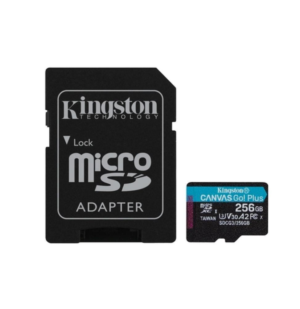 Kingston Tarjeta Micro SDXC 256GB UHS-I U3 V30 Clase 10 170MB/s Canvas Go Plus con Adaptador