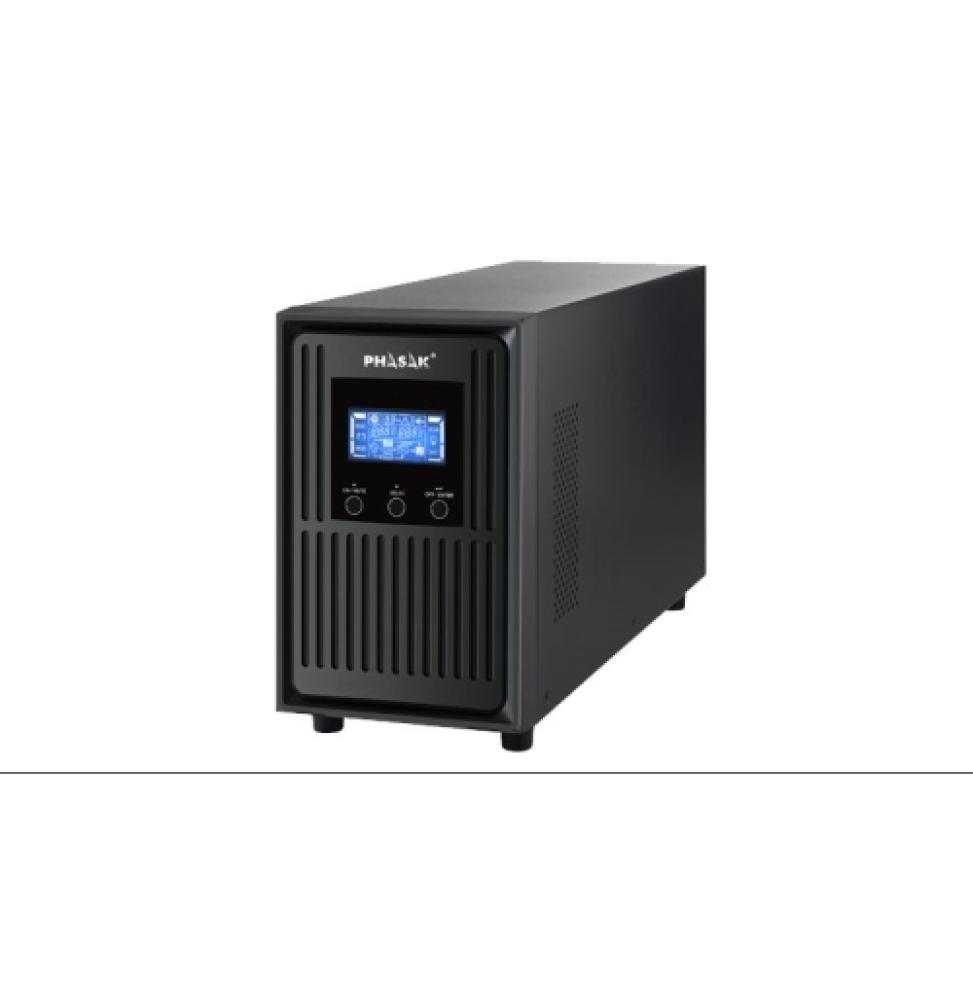 Phasak - SAI Conqueror Pro - Online - 2KVA/1800W - Formato Torre - 3 Schuko - LCD - RS232-USB - Baterias 4x9Ah