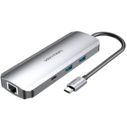 Docking USB Tipo-C Vention TOMHB/ 1xHDMI/ 2xUSB/ 1xUSB Tipo-C/ 1xUSB Tipo-C PD/ 1xRJ45/ 1xLector Tarjetas SD y MicroSD/ Jack 3.5