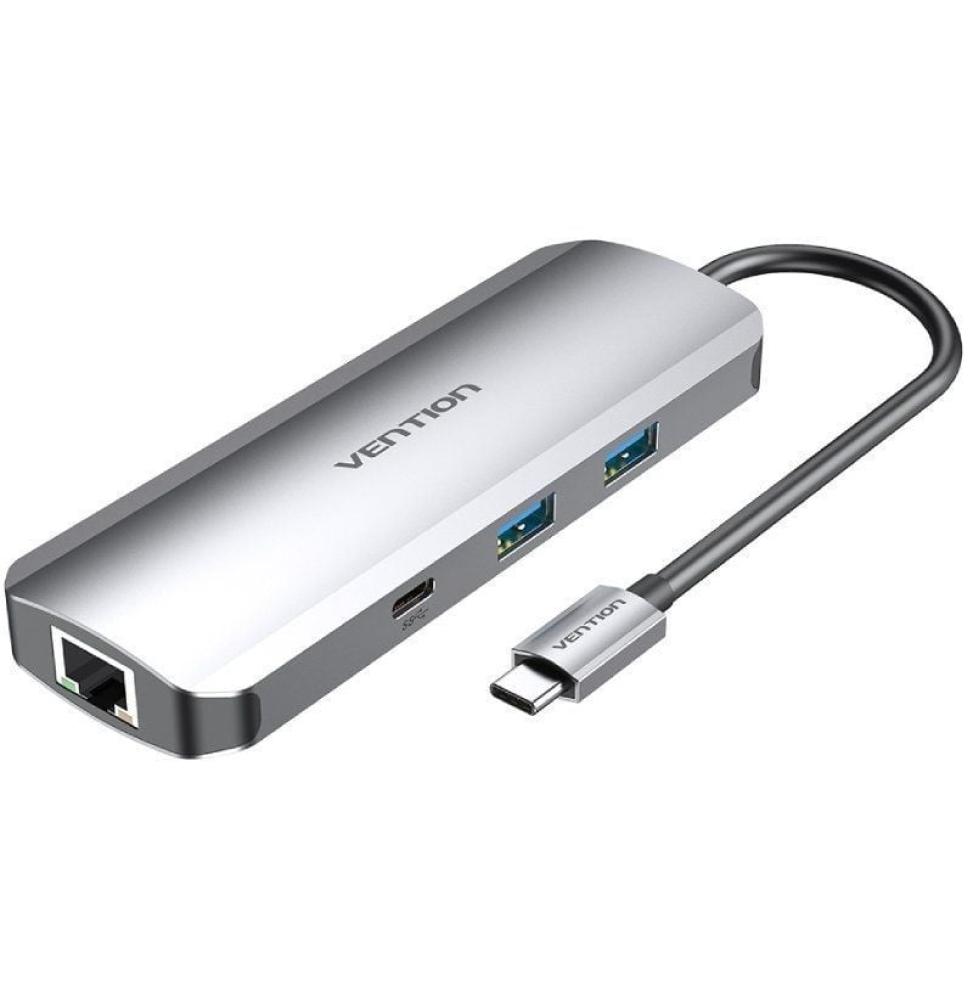 Docking USB Tipo-C Vention TOMHB/ 1xHDMI/ 2xUSB/ 1xUSB Tipo-C/ 1xUSB Tipo-C PD/ 1xRJ45/ 1xLector Tarjetas SD y MicroSD/ Jack 3.5