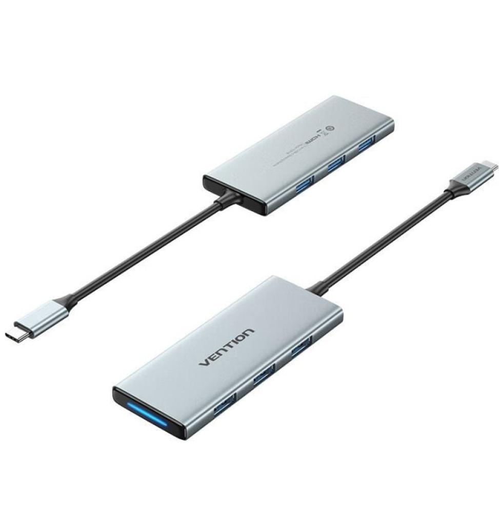 Docking USB Tipo-C Vention TOPHB/ 1xHDMI/ 3xUSB/ 1xLector Tarjetas SD y MicroSD/ Gris