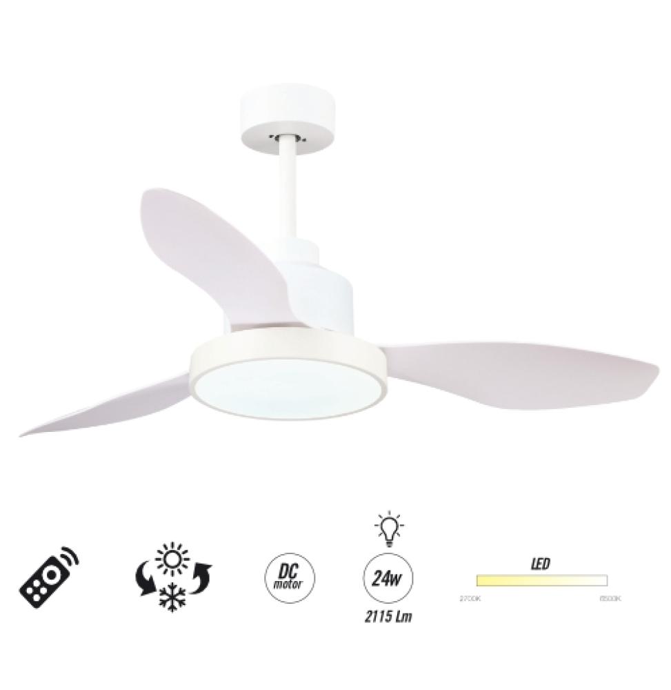 Ventilador Hurricane - Techo - 1220 mm - Altura graduable - Mando a distancia - 3 velocidades - Motor DC - Luz LED integrada - A