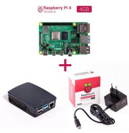 Kit Raspberry Pi 4 4GB + Caja negra - Alimentación negra