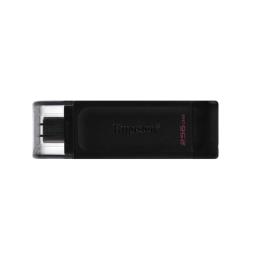 Kingston - DataTraveler 70 Memoria USB 256GB - USB-C 3.2 Gen 1 - Con Tapa - Enganche para Llavero - Color Negro