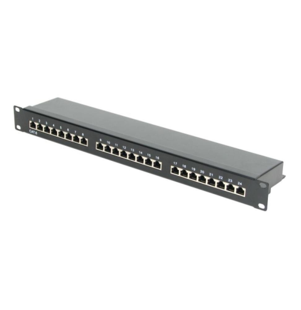 Panel de transferencia FTP 19" Cat.6 con organizador de cables 24 puertos 1U (Patch Panel 24 p)