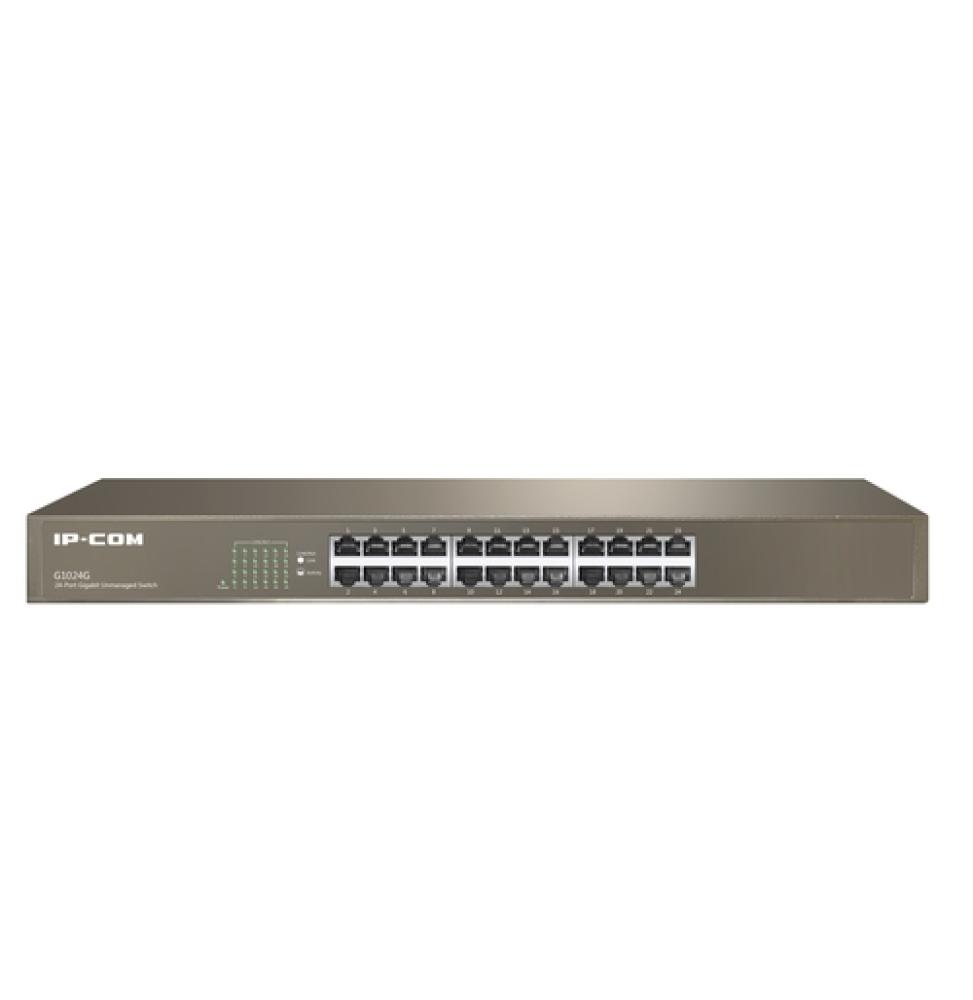 IP-COM G1024G - Switch 24 puertos Gigabit 10/100/1000 - Metálico - Rack - Escritorio - Pared