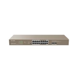 IP-COM G1118P-16-250W - Switch 16 puertos Gigabit 10/100/1000 + 2 puertos SFP - 16 puertos PoE hasta 30W - Metálico - Rack