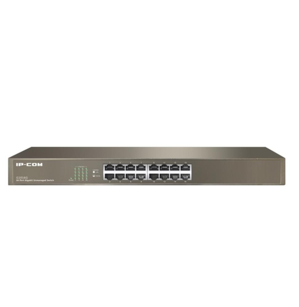 IP-COM G1016G - Switch 16 puertos Gigabit 10/100/1000 - Metálico - Rack - Escritorio - Pared