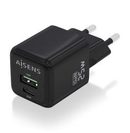 Cargador Gan de Pared Aisens ASCH-25W2P015-BK/ 1xUSB Tipo-C/ 1xUSB/ 25W