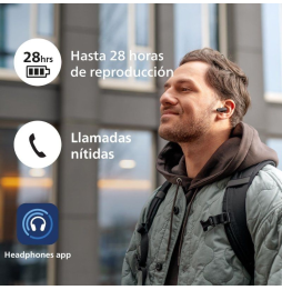 Auriculares Bluetooth Philips TAT2139BK con estuche de carga/ Autonomía 7h/ Negros