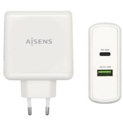 Cargador de Pared Aisens ASCH-2PD30QC-W/ 1xUSB Tipo-C/ 1x USB/ 48W