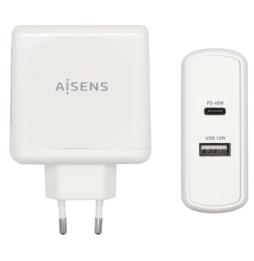 Cargador de Pared Aisens ASCH-2PD45A-W/ 1xUSB Tipo-C/ 1x USB/ 57W