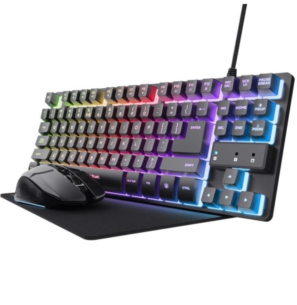 Pack Gaming Trust Gaming GXT 794/ Teclado RGB + Ratón RGB + Alfombrilla