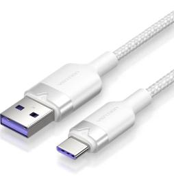 Cable USB 2.0 Tipo-C Vention CTOWF/ USB Tipo-C Macho - USB Macho/ Hasta 100W/ 480Mbps/ 1m/ Blanco