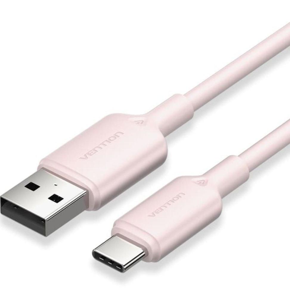 Cable USB 2.0 Tipo-C Vention CTQPH/ USB Tipo-C Macho - USB Macho/ Hasta 60W/ 480Mbps/ 2m/ Rosa