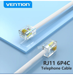 Cable de Teléfono RJ11 6P4C Vention IQBWL/ 10m/ Blanco