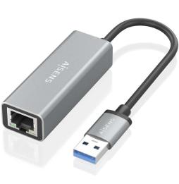 Adaptador USB 3.0 Aisens A106-0897/ USB Macho - RJ45 Hembra/ 15cm/ Gris