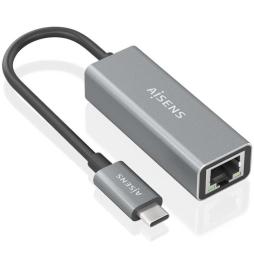 Adaptador USB 3.0 Aisens A109-0898/ USB Tipo-C Macho - RJ45 Hembra/ 15cm/ Gris