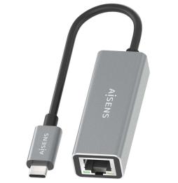 Adaptador USB 3.0 Aisens A109-0898/ USB Tipo-C Macho - RJ45 Hembra/ 15cm/ Gris