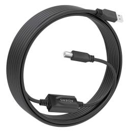 Cable Alargador USB 2.0 con Amplificador Aisens A101-0881/ USB Macho - USB Tipo-B Macho/ 10m/ Negro