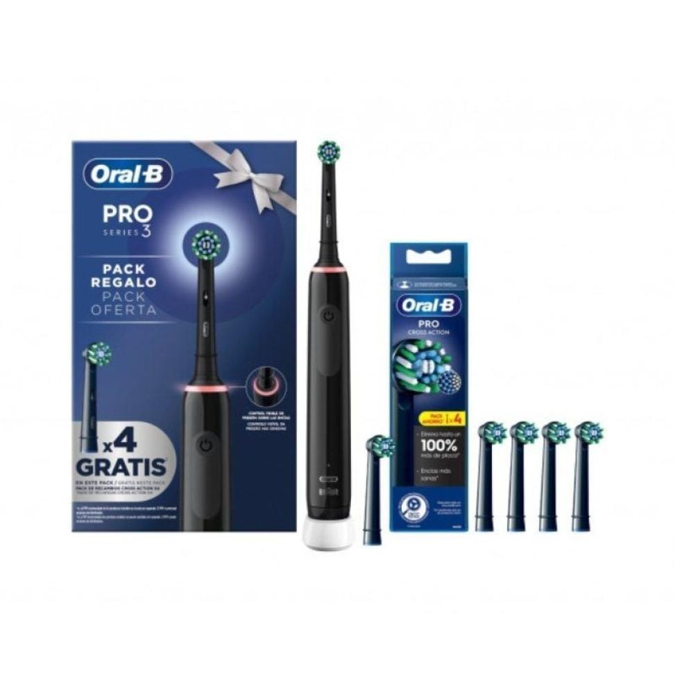 Cepillo Dental Braun Oral-B Pro 3/ Incluye 4 Cabezales/ Negro