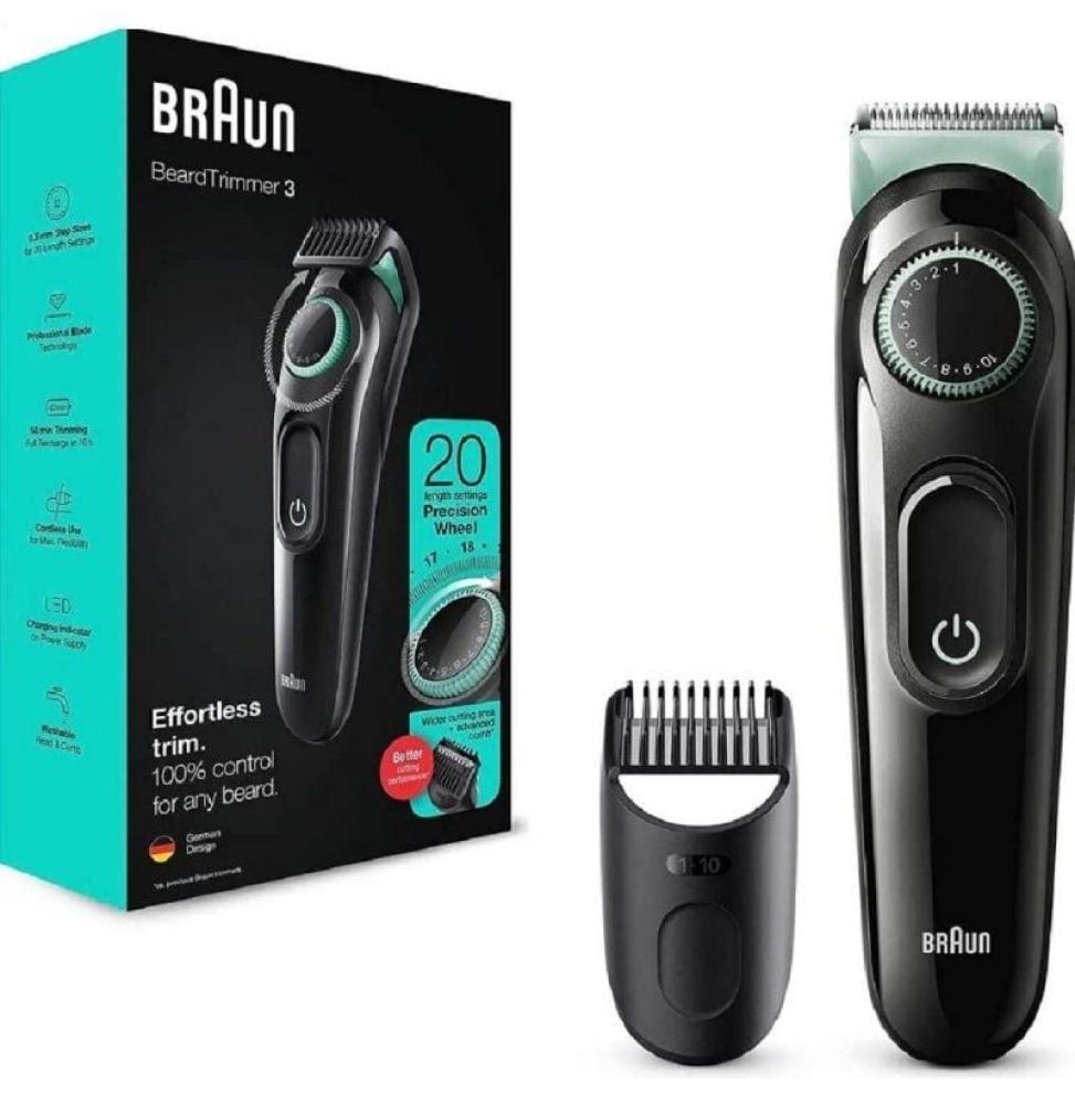 Cortabarbas Braun Beardtrimmer Series 3000 BT3323/ con Batería/ 1 Accesorio