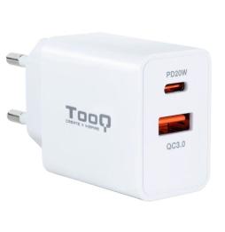 Cargador de Pared TooQ TQWC-2SC04WT/ 1xUSB Tipo-C/ 1xUSB/ 20W