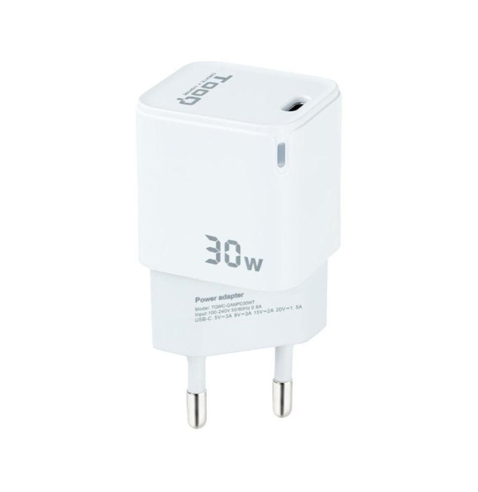 Cargador de Pared TooQ TQWC-GANPD30WT/ 1xUSB Tipo-C/ 30W