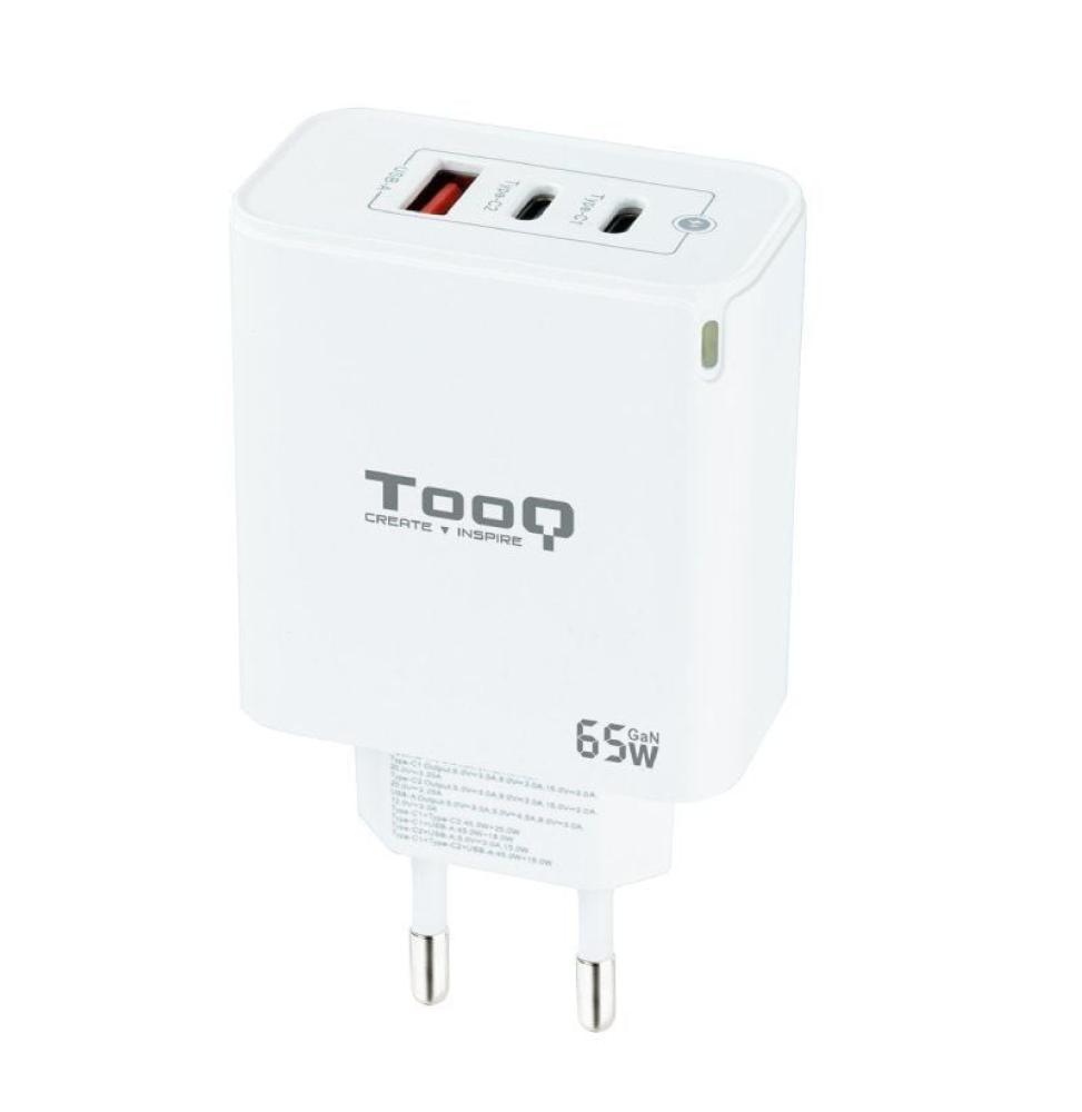 Cargador de Pared TooQ TQWC-GANQC2PD65WT/ 2xUSB Tipo-C/ 1xUSB/ 65W