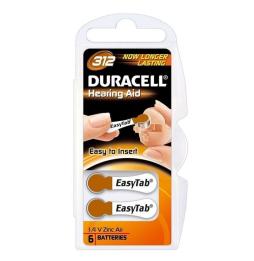 Pack 6 Pilas para Audífono Duracell DA312/ 1.6V