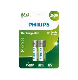 Pack de 2 Pilas AA Philips R6B2A260/10/ 1.2V/ Recargables