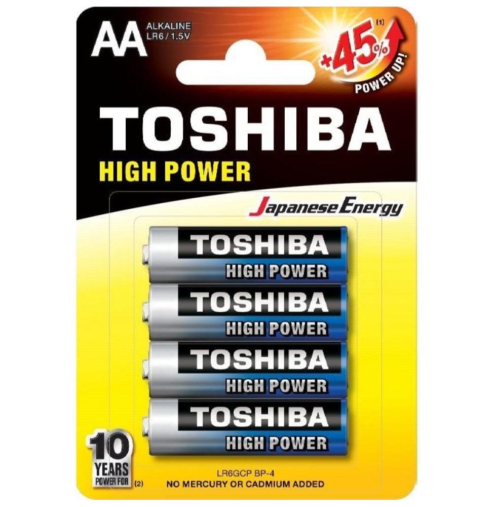 Pack de 4 Pilas AA Toshiba High Power LR6/ 1.5V/ Alcalinas