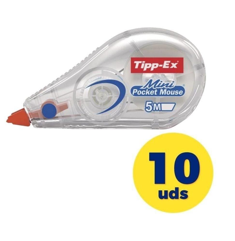 Caja de Correctores de Escritura en Cinta Bic Tipp-Ex Mini Pocket Mouse/ 5mm x 5m/ 10 unidades