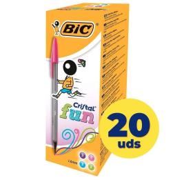 Caja de Bolígrafos de Tinta de Aceite Bic Cristal Fun 895793/ 20 unidades/ Colores Surtidos