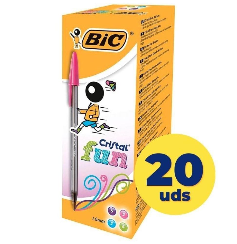 Caja de Bolígrafos de Tinta de Aceite Bic Cristal Fun 895793/ 20 unidades/ Colores Surtidos