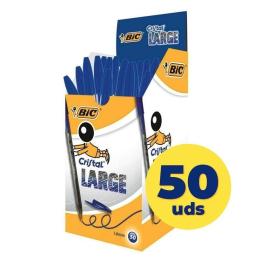 Caja de Bolígrafos de Tinta de Aceite Bic Cristal Large 880656/ 50 unidades/ Azules