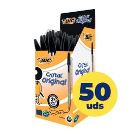 Caja de Bolígrafos de Tinta de Aceite Bic Cristal Original 8373639/ 50 unidades/ Negros